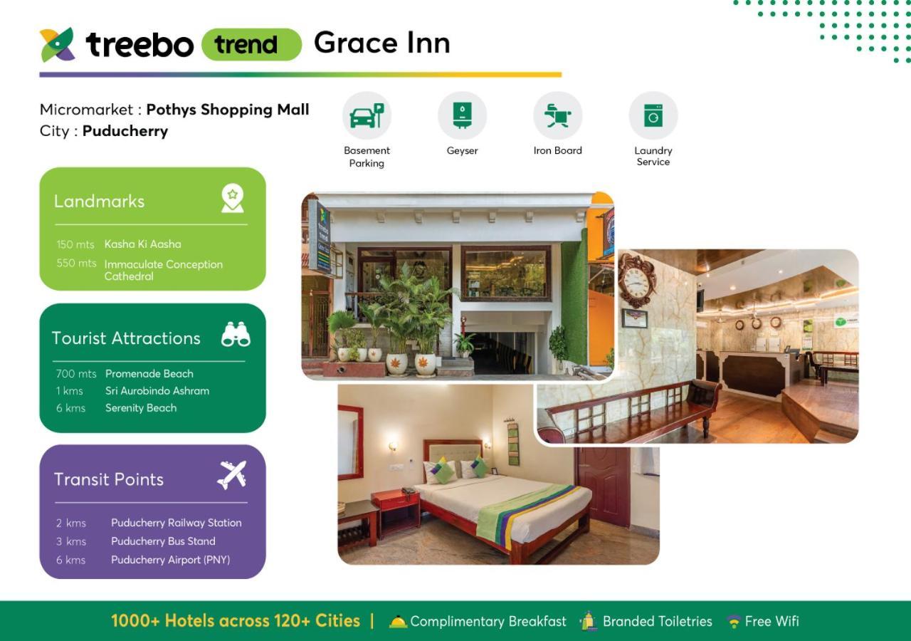 Treebo Grace Inn, 3 Min Walk From Promenade Beach ปอนดิเชอรี ภายนอก รูปภาพ